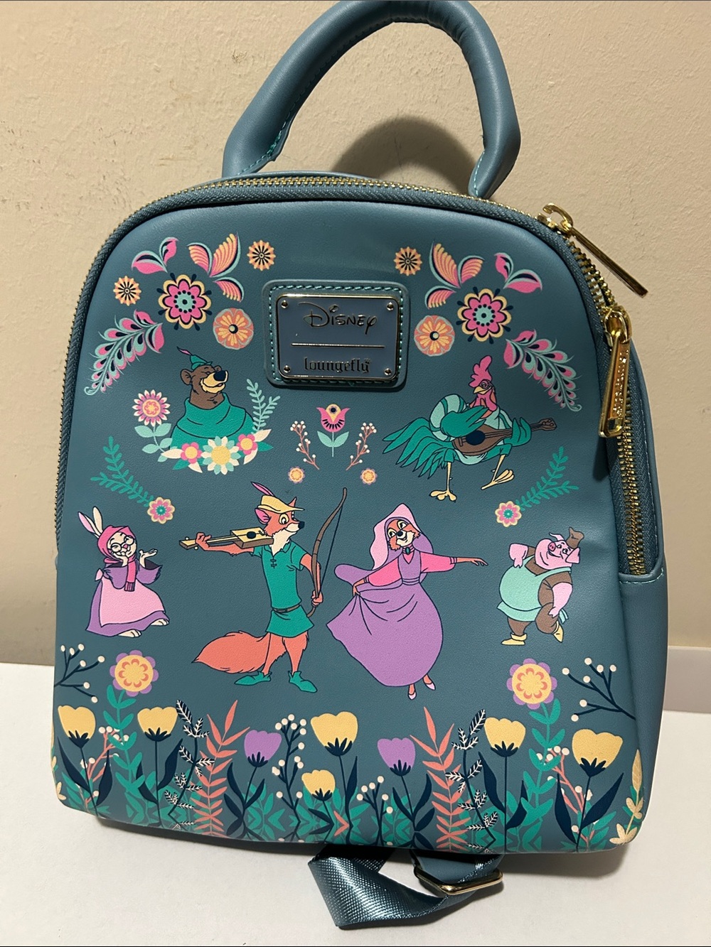 Loungefly Teal Floral Robin Hood Mini Backpack